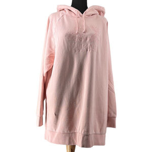 Roots oversized hoodie long light pink Canadian beaver logo comfy cabin wear M